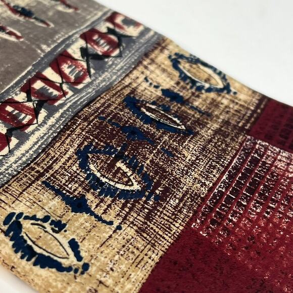 Oleg Cassini Vintage Abstract Print Mens Neck Tie Red Grey 100% Silk USA - Picture 3 of 7